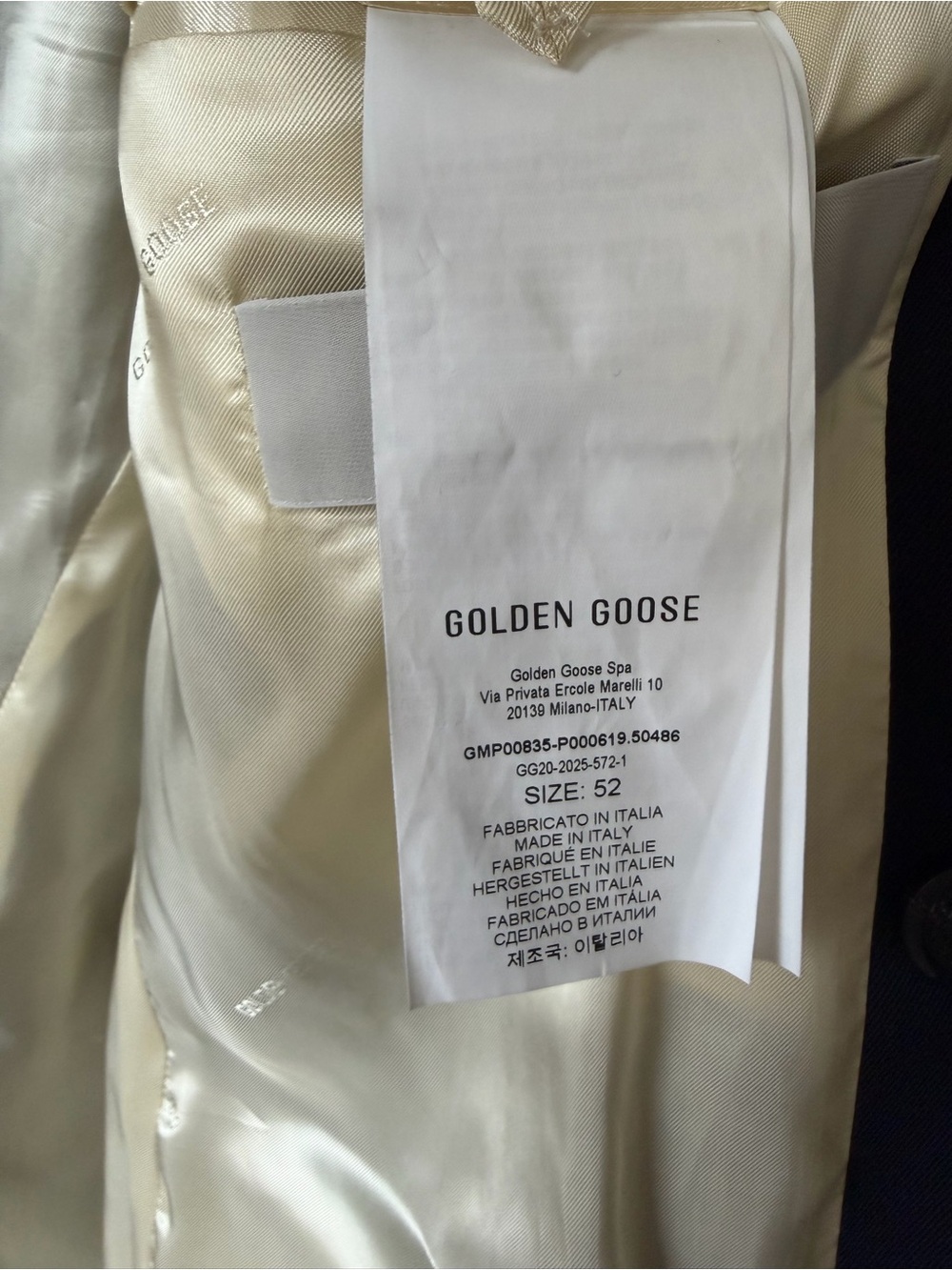 Golden Goose Navy Double-Breasted Sport Coat with Gold Buttons - Picture 4 of 5